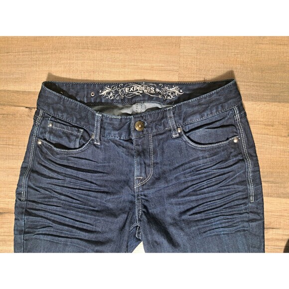 Express Blue Jeans Women's Eva Boot-Curvy Fit-Mid Rise-Dark Wash Size 0s - Picture 2 of 9